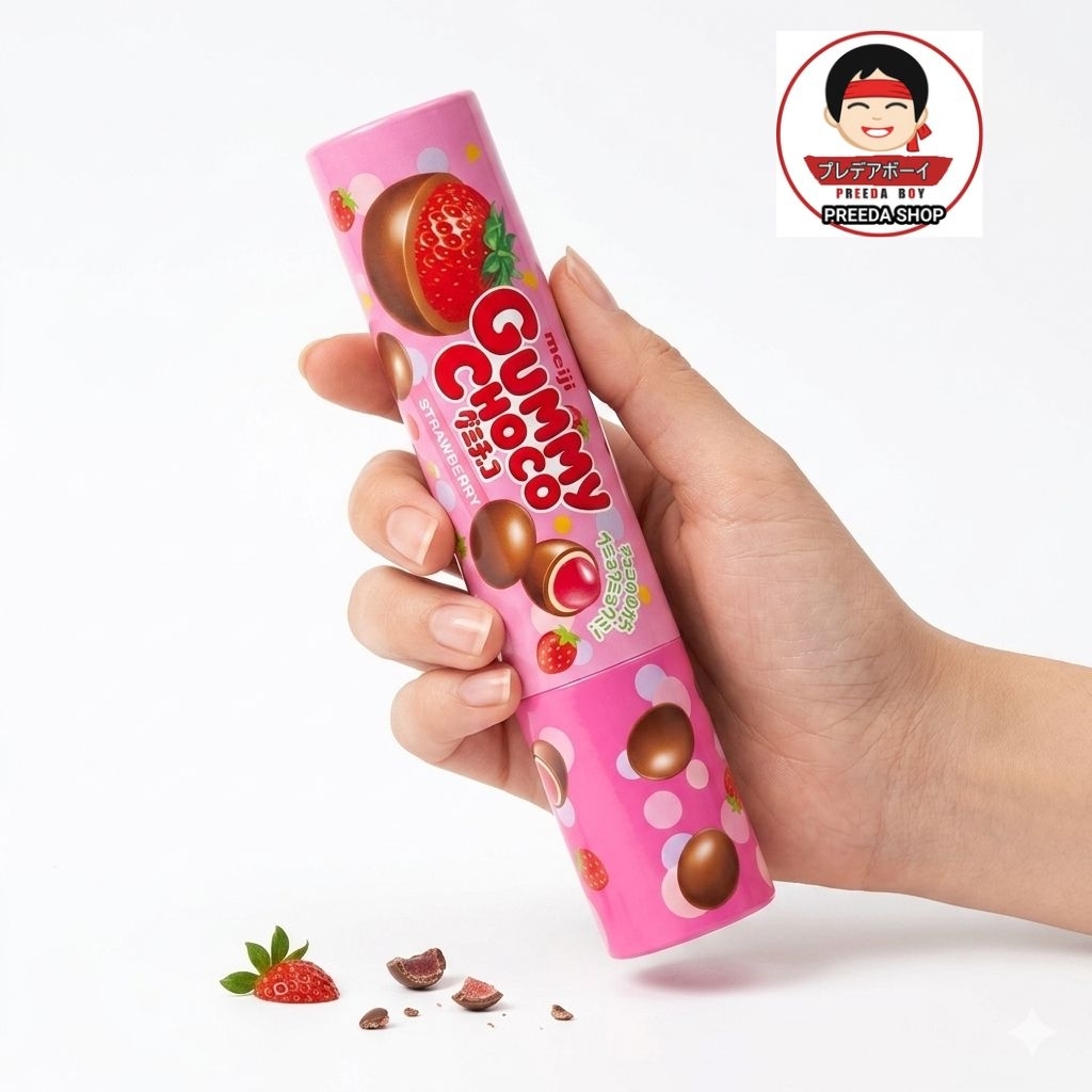 Meiji Gummy Choco Strawberry Confectionery เมจิ กัมมี่ ช็อกโกแลตไส้เจลลี่ รสสตรอเบอร์รี่ 50ก. 03339
