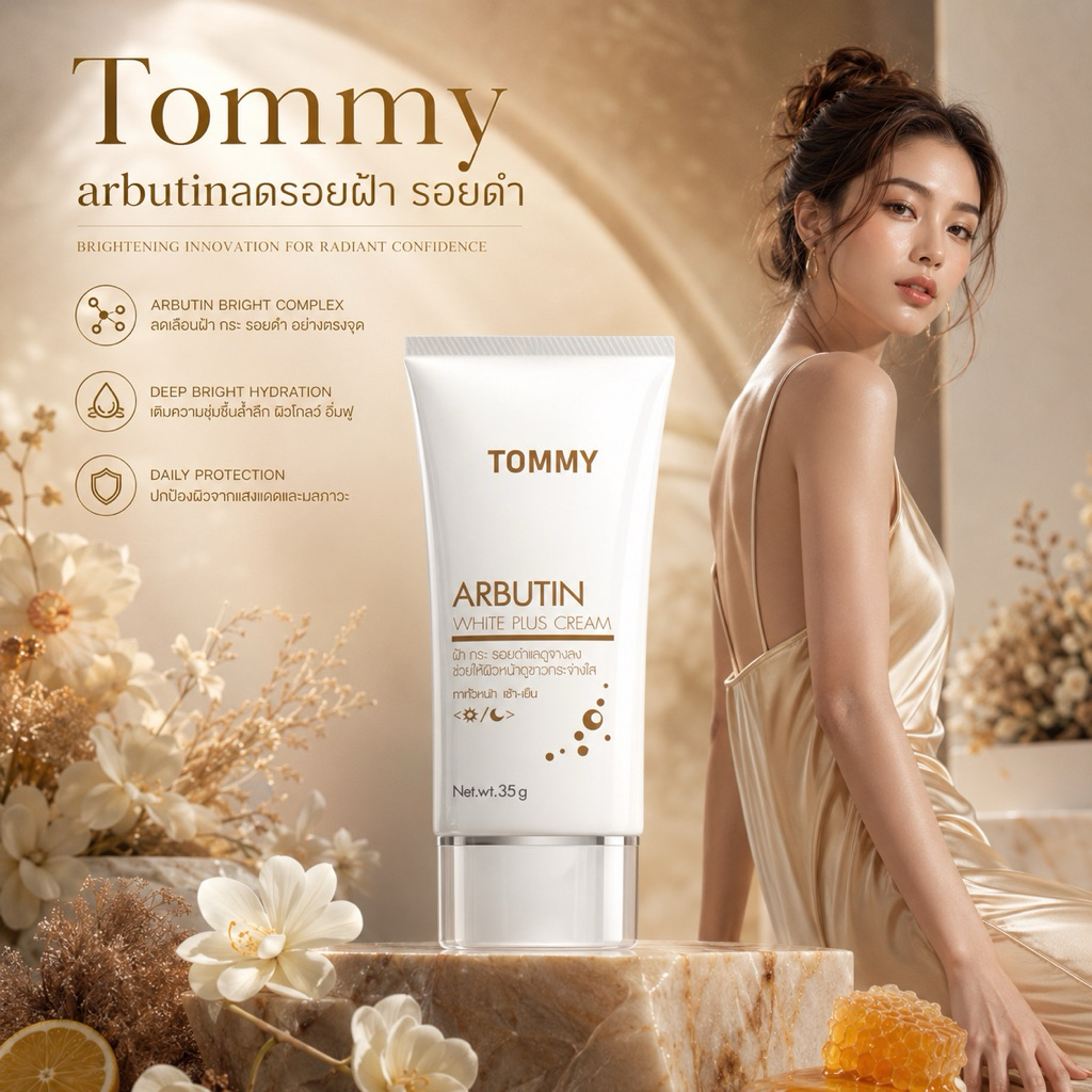 Arbutin Plus Cream 35g.(ของแท้ 100%สูตรหมอดีกว่า)ลดเลือนฝ้า แดด