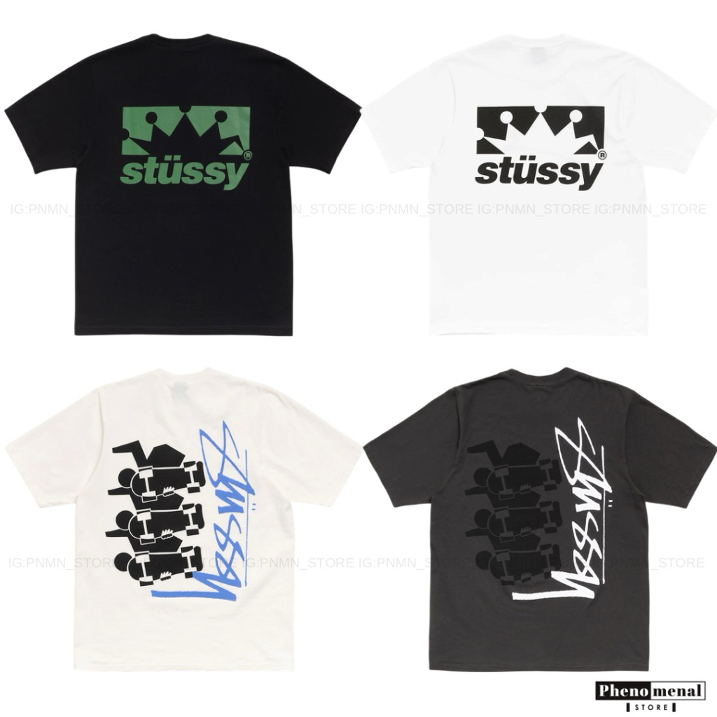 [ของแท้ พร้อมส่ง] เสื้อยืด STUSSY BOX CROWN &  SKATE STACK TEE (US)