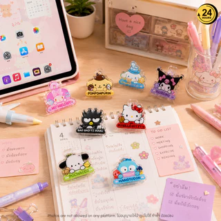 คลิปหนีบกระดาษ 3D อะคริลิคใส ลายน่ารัก Sanrio Clip หนีบเอกสาร หนีบถุงขนม แต่งโต๊ะ แต่งแพลนเนอร์