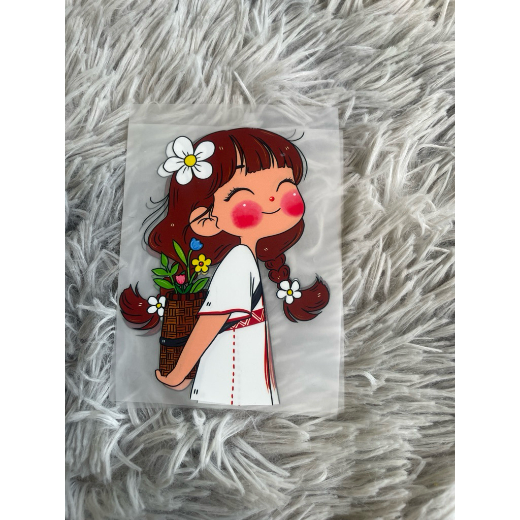 สติ๊กเกอร์รีดติดผ้าตัวการ์ตูนกะเหรี่ยง