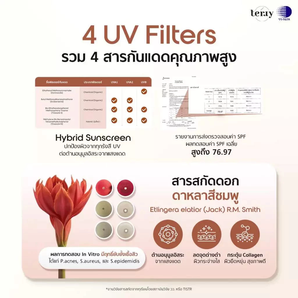 กันแดดเธอร์รี่ บางเบา ซึมไวเกลี่ยง่าย SPF50 PA++++ สกิน แคร์ ป้องกันแสงแดด 2 อิน 1 thumbnail 7