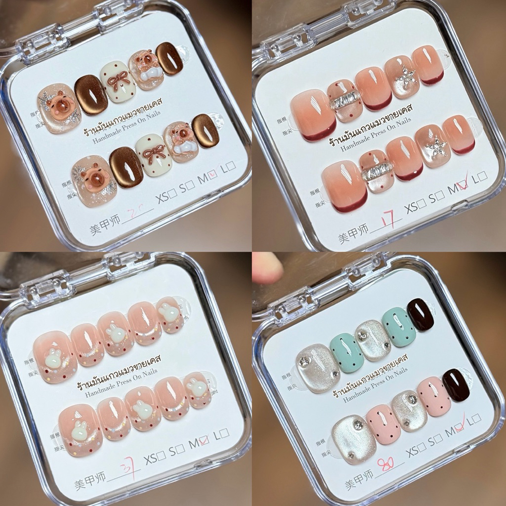 JL248-251 ร้านไทย<ส่งเร็ว> เล็บปลอมงานสีเจล งานHandmade (อ่านรายละเอียดก่อนสั่งซื้อ) แบบ 10 เล็บ ฟรีชุดอุปกรณ์ติดเล็บ