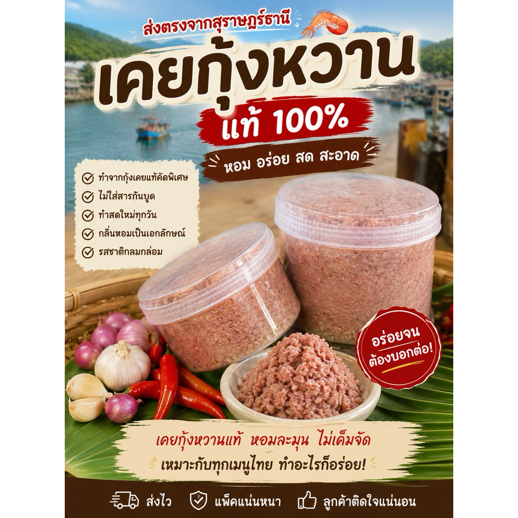 กะปิกุ้งหวานแท้ 500 กรัม 99บาท❗️ ราคาถูก Shopee Lazada