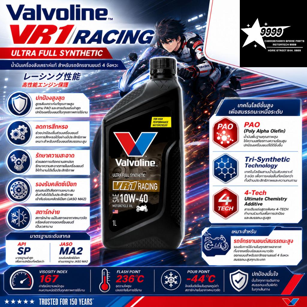 น้ำมันเครื่อง Valvoline VR1[Gen3 API SP] สังเคราะห์100