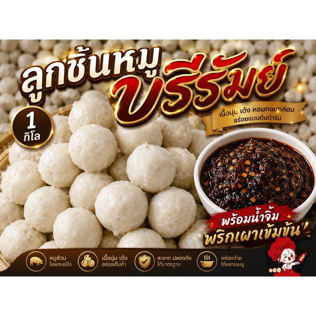 ลูกชิ้นหมูบุรีรัมย์ ของแท้ 100% ลูกชิ้นยืนกินหน้าสถานีรถไฟ [ส่งตรงจากโรงงาน]