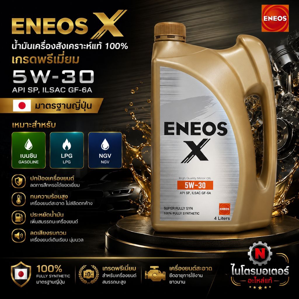น้ำมันเครื่อง ENEOS-X สังเคราะห์100% สำหรับรถเบนซิน