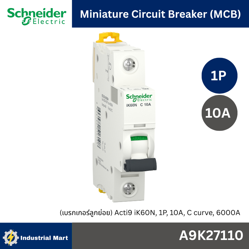 Schneider Electric - A9K27110 Miniature Circuit-Breaker, Acti9 iK60N,1P 10A,C Curve