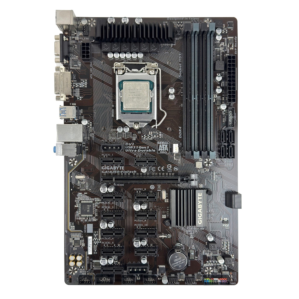 เซ็ตคู่ CPU Intel i7-6700 + เมนบอร์ด Gigabyte GA-B250-FinTech มือสอง ประกัน 90 วัน