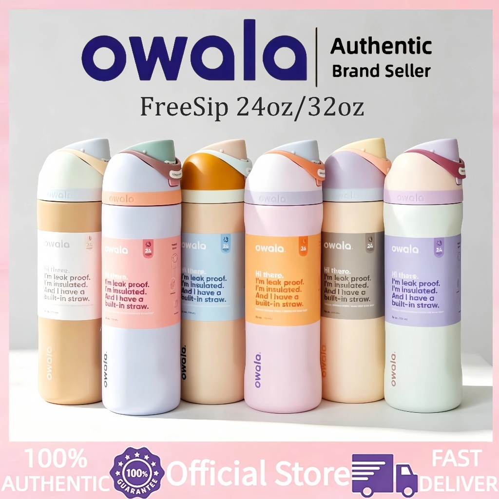 [ของแท้ 100%]Owala FreeSip 24oz / 32oz – กันรั่ว กันความร้อน สแตนเลส คุณภาพสูง ของขวัญสุดพิเศษ
