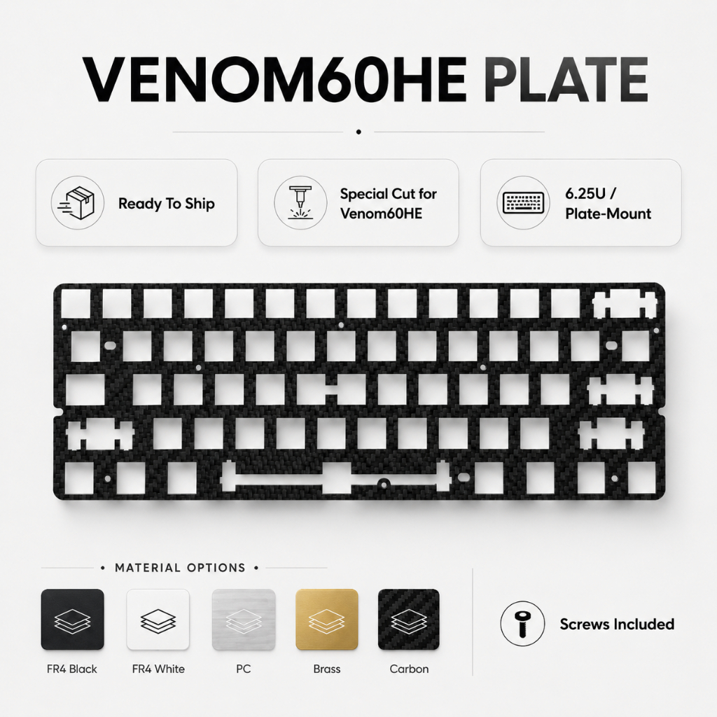 (พร้อมส่ง) Venom60HE Plate FR4, Carbon, POM