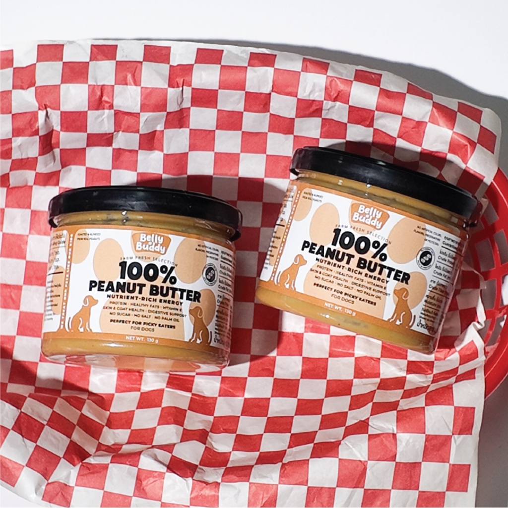 Belly Buddy เนยถั่ว100% 130g สำหรับสุนัข ของว่างทานเล่นมีประโยชน์ Peanut Butter for dogs