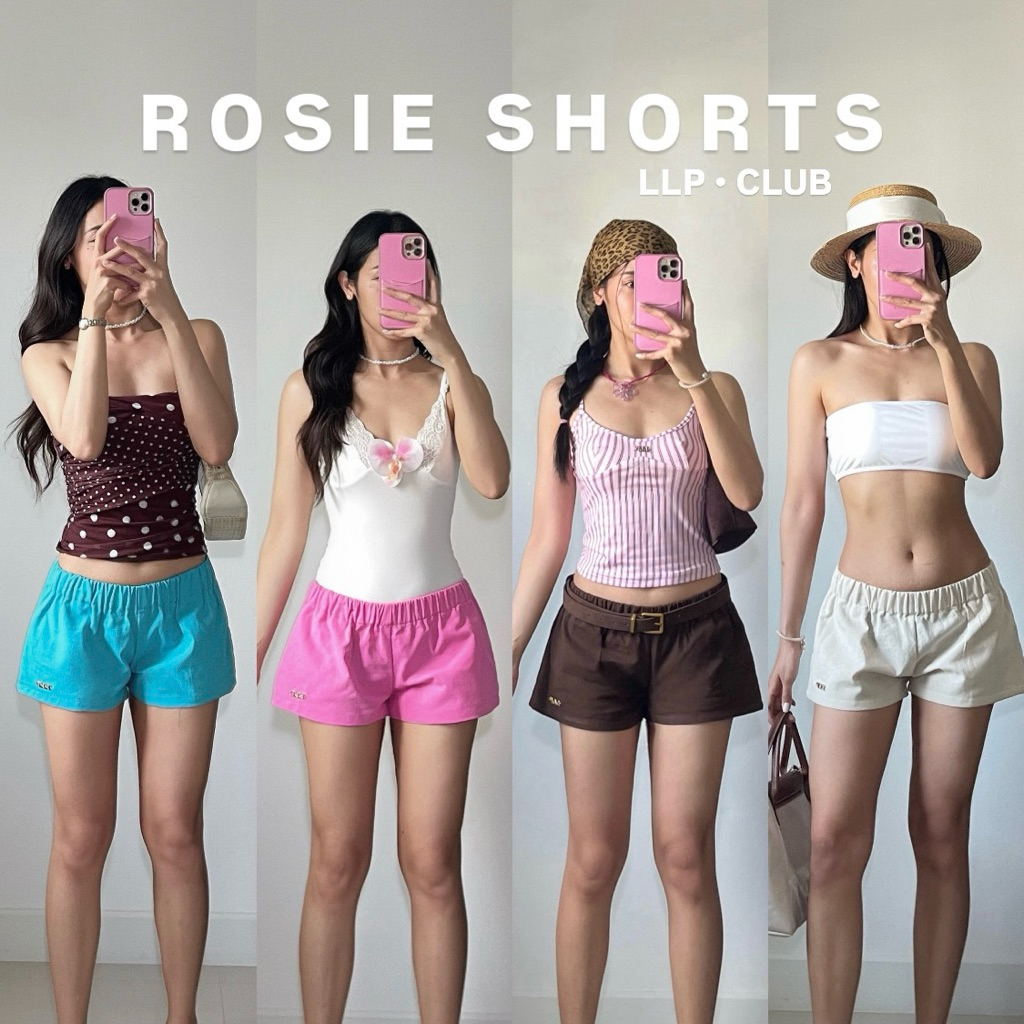 Lalapis | ROSIE SHORTS🖤 กางเกงขาสั้นเอวต่ำ มีกระเป๋า2ข้าง ผ้าฝ้ายคอตตอน ชุดไปทะเลคาเฟ่