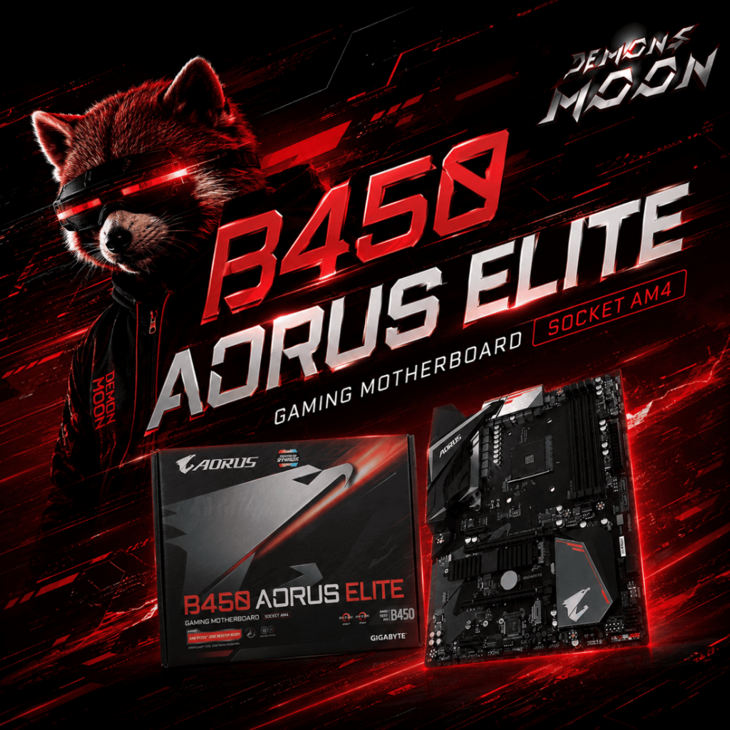 B450 Aorus เมนบอร์ด ATX Gigabyte B450 Elite (มือสอง)  + ประกันใจ 7 วัน Demons moon
