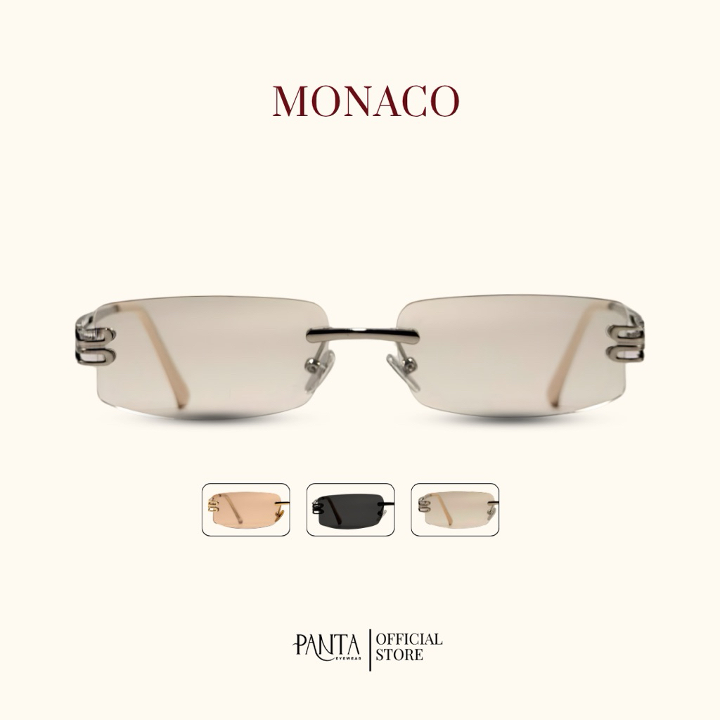 PANTA | MN : MONACO (โมนาโค) แว่นกันแดด UV400 ไร้กรอบทรงเหลี่ยม พร้อมกล่อง
