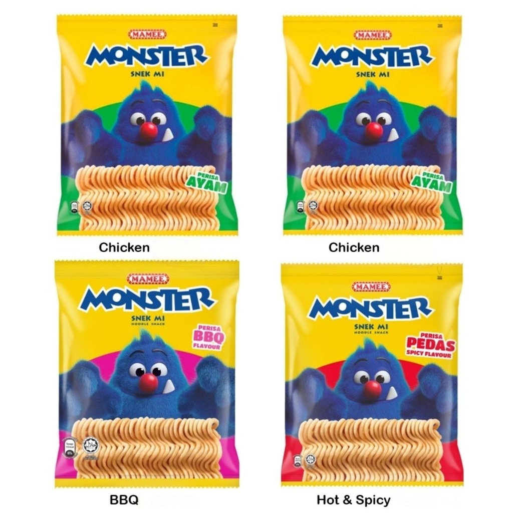 MAMEE MONSTER BBQ มาม่ากินเล่น ยกแพ๊ค 30 ซอง