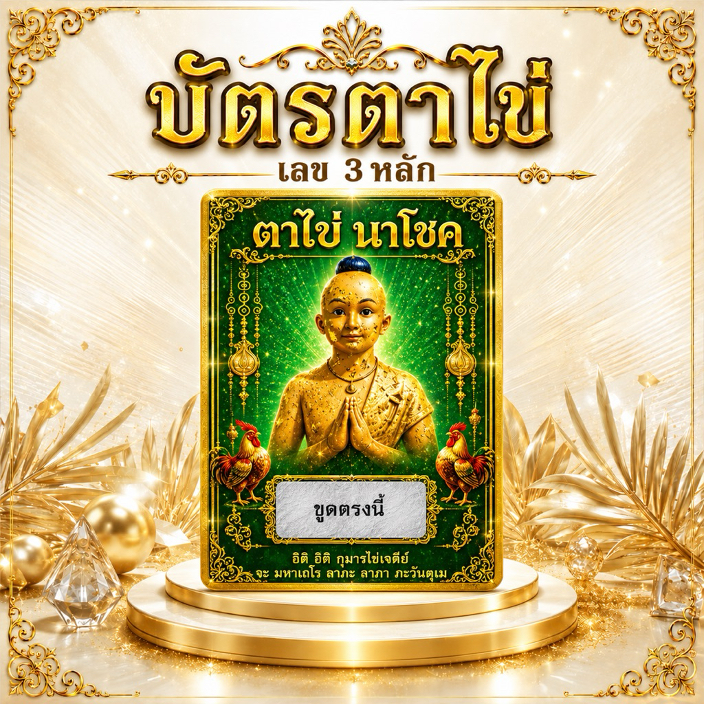 บัตรขูดเลขตาไข่ มหาเฮง เลข 3 หลัก