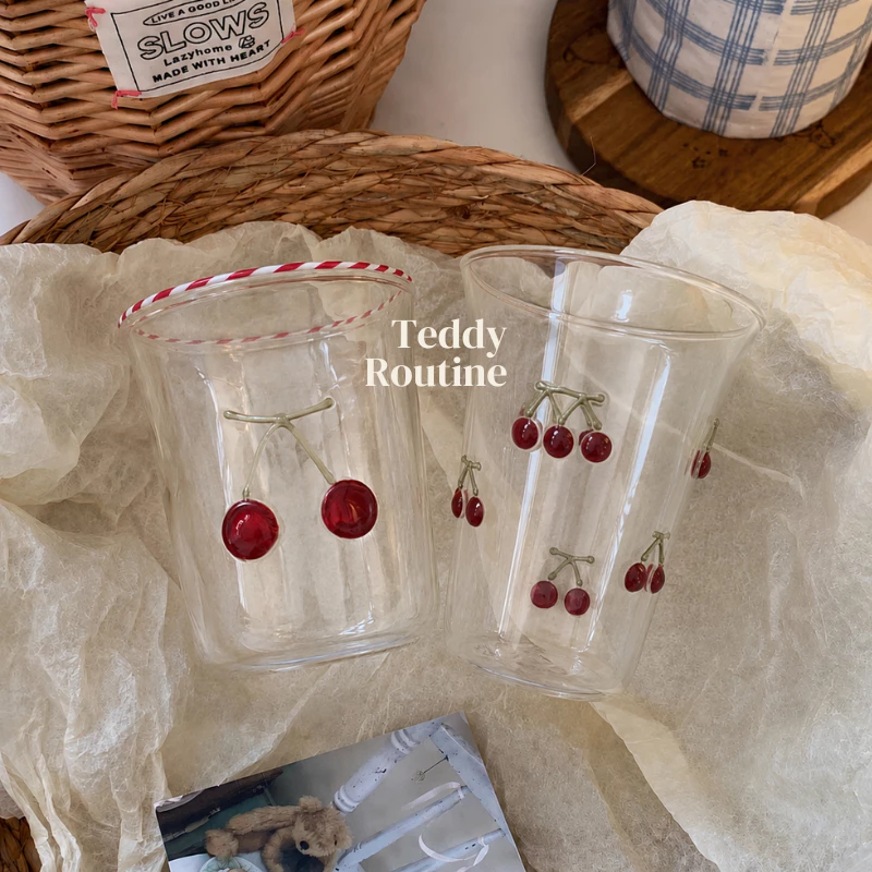 พร้อมส่ง / Pre10วัน Cherry glass แก้วเชอรี่ รุ่นขายดี 🍒 ความจุ 450ml. แก้วมัทฉะ งานใหม่น่ารัก