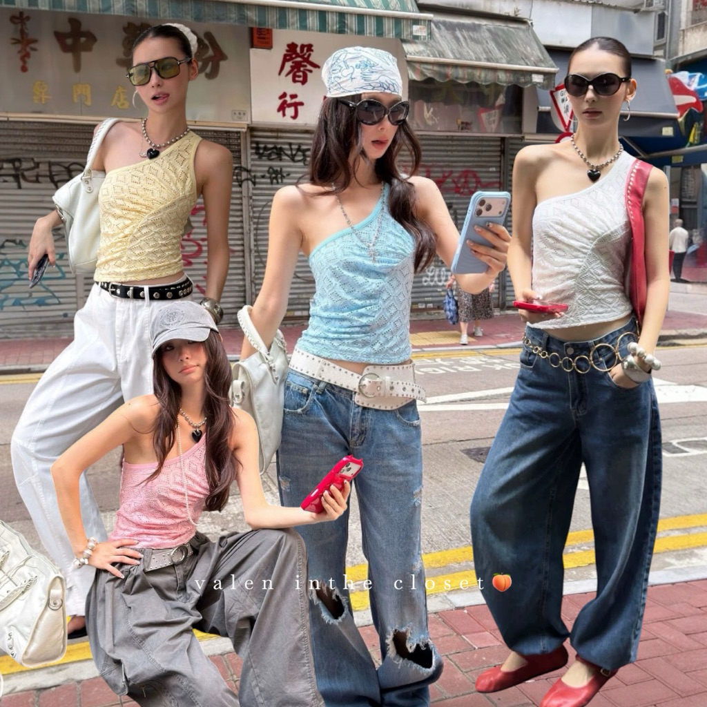 ส่งด่วน 🛵 26T285 MMFISH 𝗔𝗥𝗜𝗔 𝗢𝗡𝗘 𝗦𝗛𝗢𝗨𝗟𝗗𝗘𝗥 𝗧𝗢𝗣 เสื้อไหล่เดี่ยวสุดจึ้ง! ดีเทลผ้าลูกไม้ มีความลูกคุณ