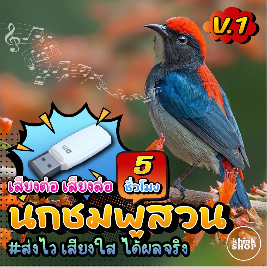 เสียงนกชมพูสวน V.1 แฟลชไดรฟ์ เมม ไม่มีโฆษณาแทรก มีเก็บเงินปลายทาง