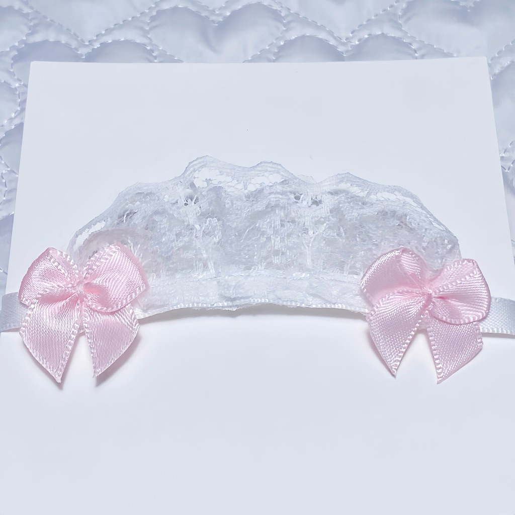 จัดส่ง1-3วัน ที่คาดผมตุ๊กตา10CM Maid Cafe ลูกไม้ขาวชมพู น่ารัก Handmade