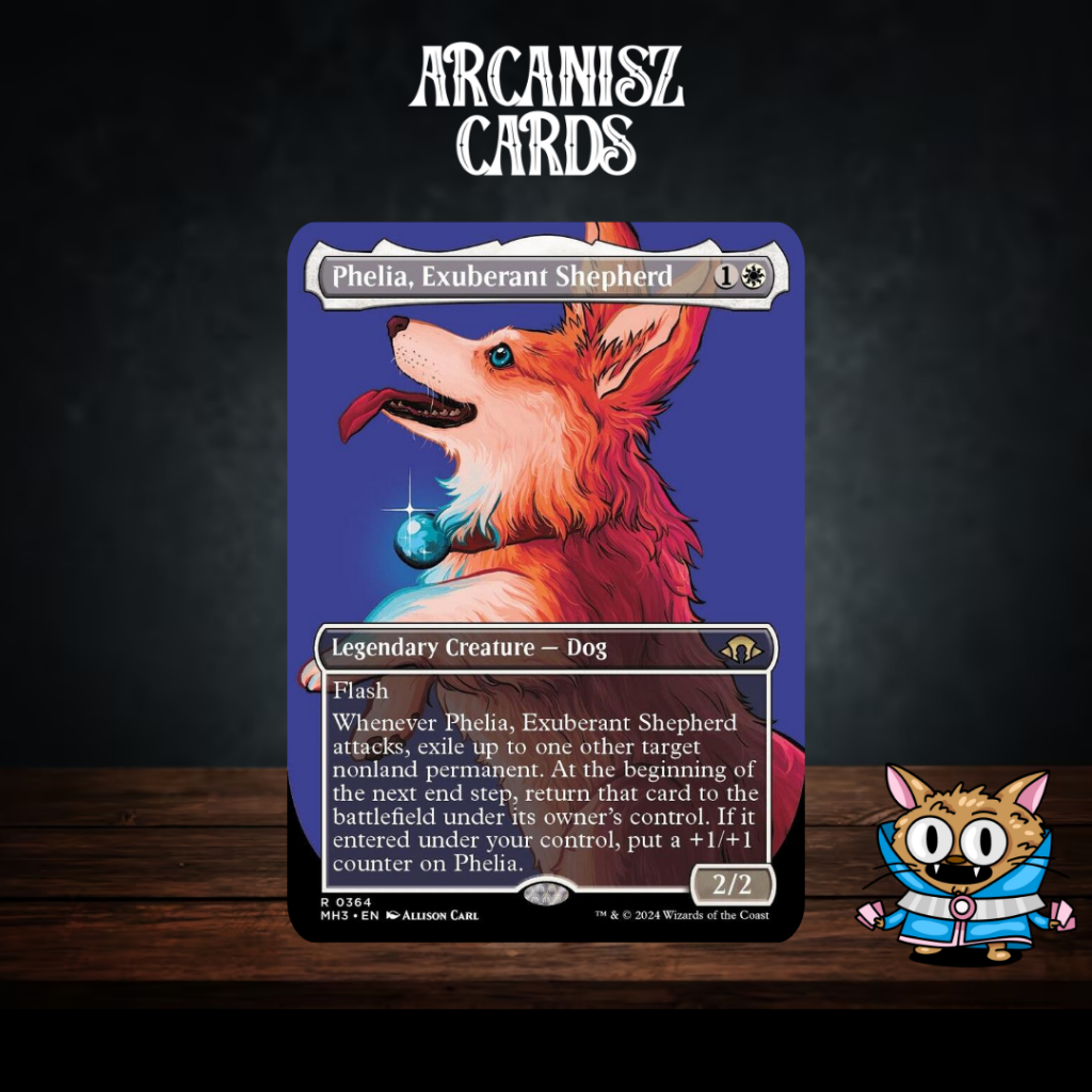 Phelia, Exuberant Shepherd Borderless Non Foil (ไม่ฟอย) การ์ด Magic The Gathering Modern Horizons 3