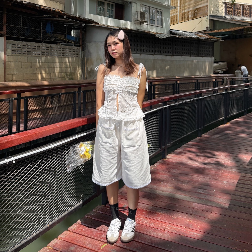 shikka.cnx กางเกง5ส่วนแต่งลูกไม้ปลายขา รูปที่ 6