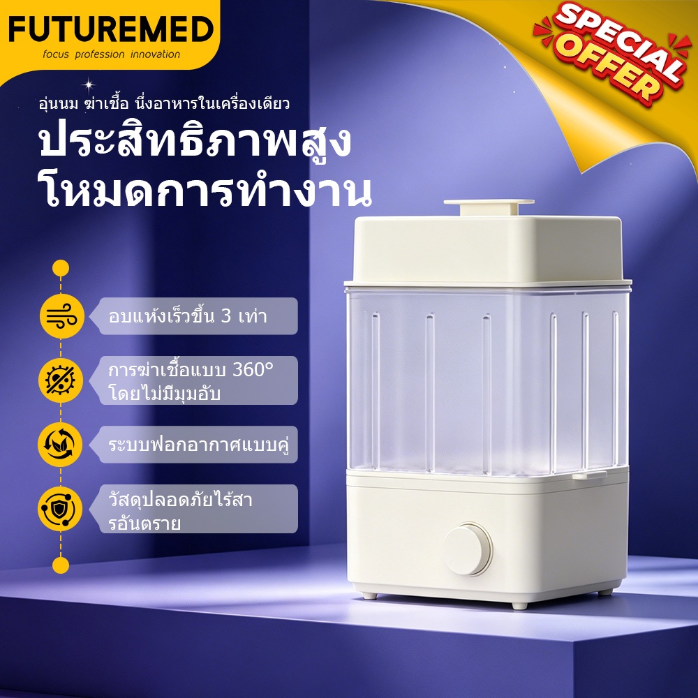 【โปรโมชันจำกัดเวลา ส่งสินค้าภายใน 24 ชั่วโมง】 เครื่องนึ่งขวดนมพร้อมอบแห้ง ฆ่าเชื้อ อบแห้งโดยลมร้อน Steam Sterilizer