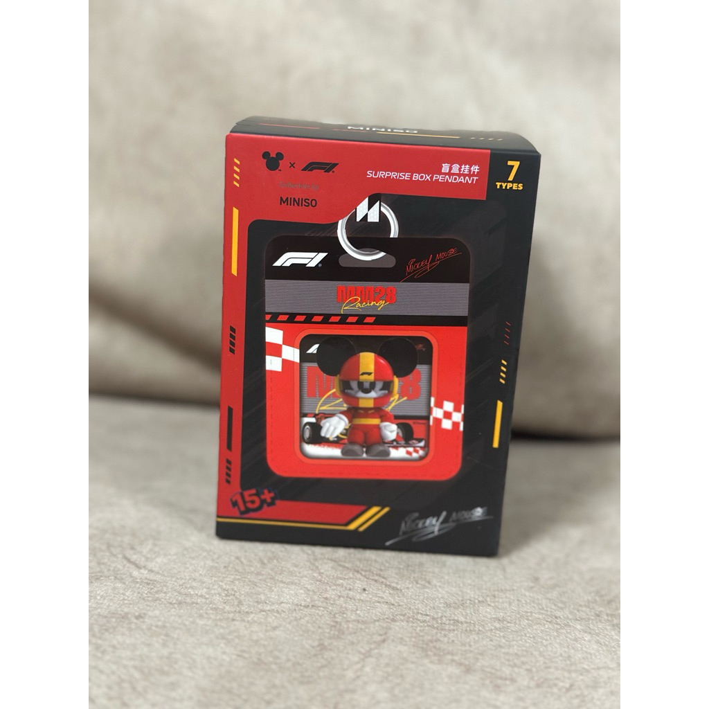 MINISO Mickey F1 Speedy life Pendant Blind Box Racing Car Keychain