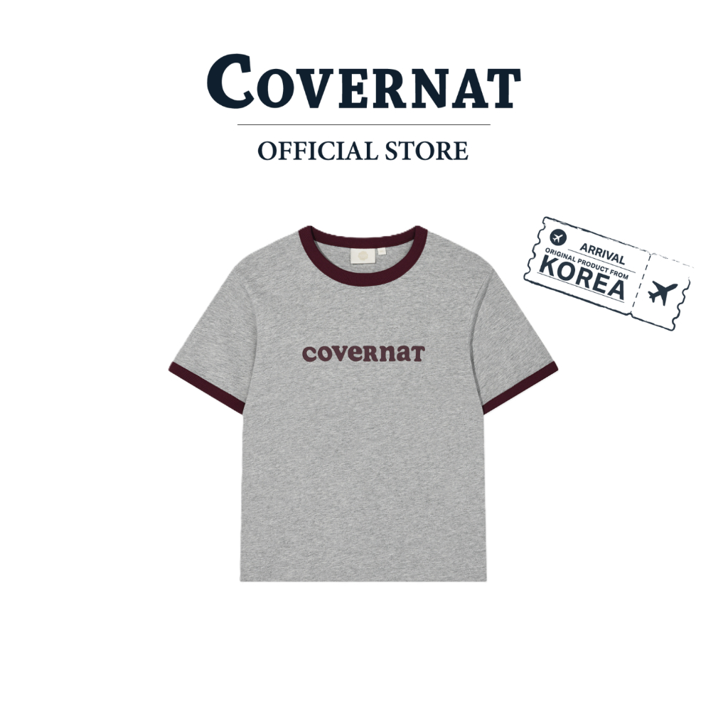 COVERNAT เสื้อยืด รุ่น Women Cooper Logo Ringer T-Shirt Grey (70452SRGSSF_S6GYXX)