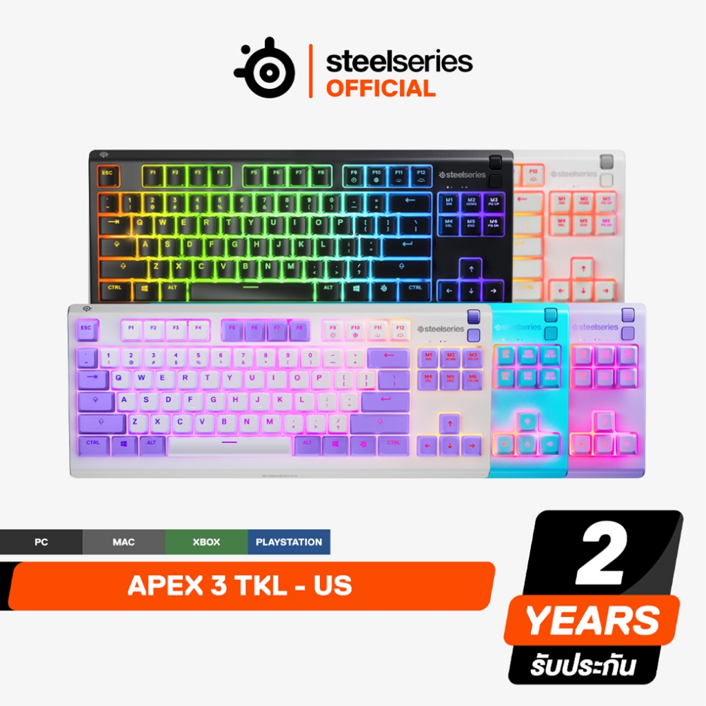 SteelSeries Apex 3 TKL RGB Gaming Keyboard — Tenkeyless Compact Form Factor —8 Zone RGB Illumination
