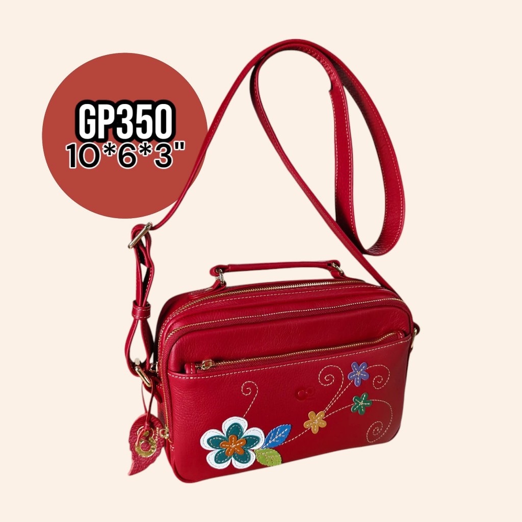 GP350 กระเป๋าสะพายหนังแท้ ขนาด 10 นิ้ว หนังชามัส์ กระเป๋าผู้หญิง กระเป๋าสะพายพาดลำตัว