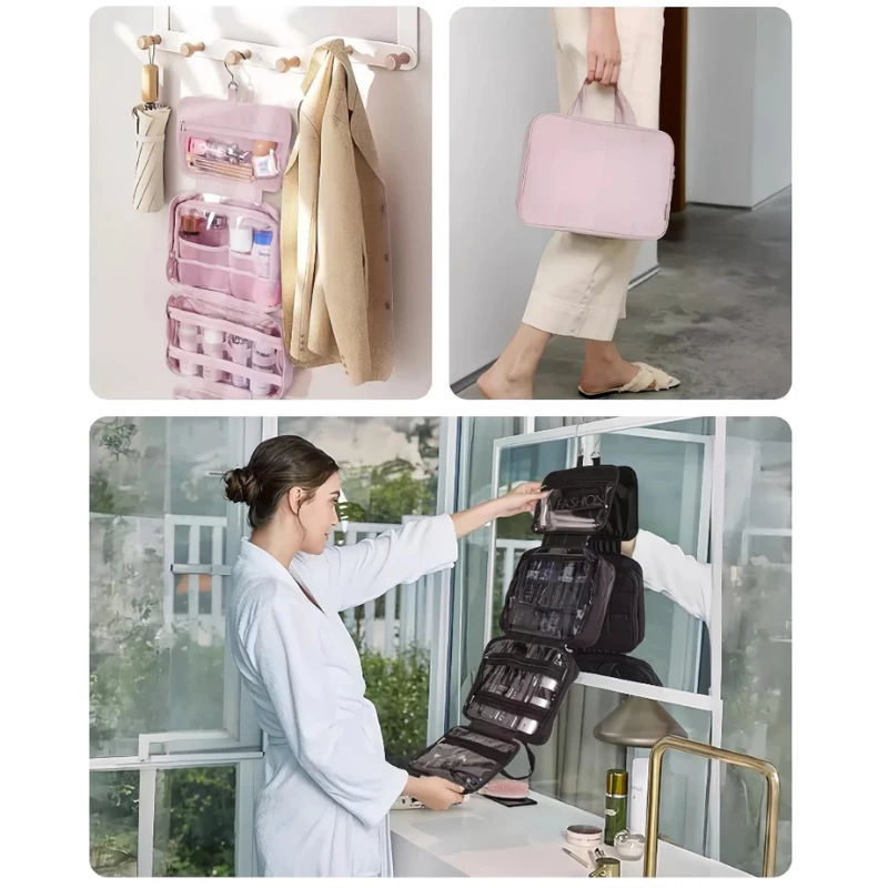 ที่เก็บของเดินทาง แขวนกระเป๋าเครื่องสำอาง ขนาด XXL มีพาร์ทิชันแยกช่อง ใช้พกพาสะดวก เหมาะเก็บเครื่องประดับและสิ่งต่างๆ thumbnail 9