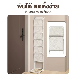 [ มีตะขอ3ตัว ]ชั้นวางรองเท้า ตู้เก็บรองเท้า ชั้นวางของ ชั้นวางรองเท้าแบบพับเก็บได้ ดำ/ขาว