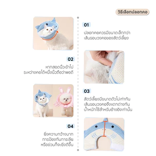 ปลอกคอกันเลียสัตว์เลี้ยง คอลล่าสำหรับแมว ป้องกันพฤติกรรมกัดข่วนได้เป็นอย่างดี รูปแบบและขนาดเสริม