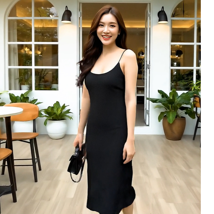 { สายเดี่ยวเว้าเดรส (ยาว) ไซส์ S-Mหุ่นกระชับ } เดรสสายเดี่ยว เดรสยาว เดรสสายเดี่ยวสวยๆ เดรสสายเดี่ยวโชว์หลัง ARLL.A