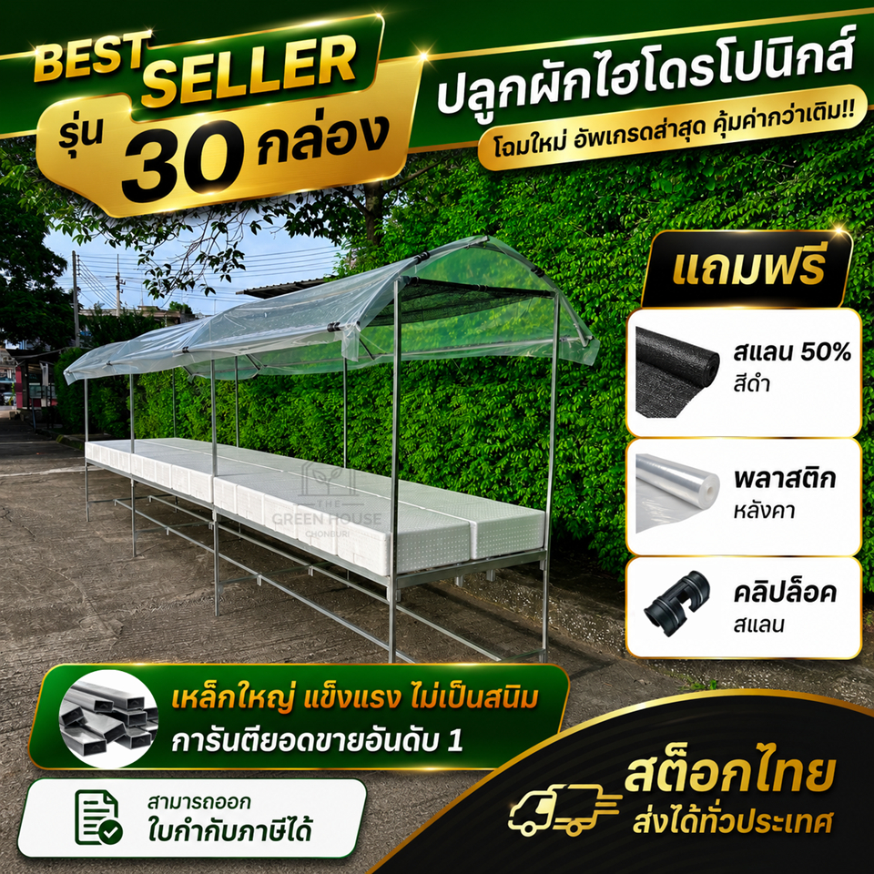 [มีของพร้อมส่ง] โต๊ะปลูกผักไฮโดรโปนิกส์ โรงเรือนปลูกผักสำเร็จรูป ติดตั้งง่าย สำหรับวางกล่องโฟม XL 30 กล่อง