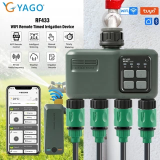 RCYAGO เครื่องตั้งเวลารดน้ำ RF433 WiFi 4 ทาง ควบคุมผ่านแอป อัตโนมัติ กันน้ำ IPX5 สำหรับสวน