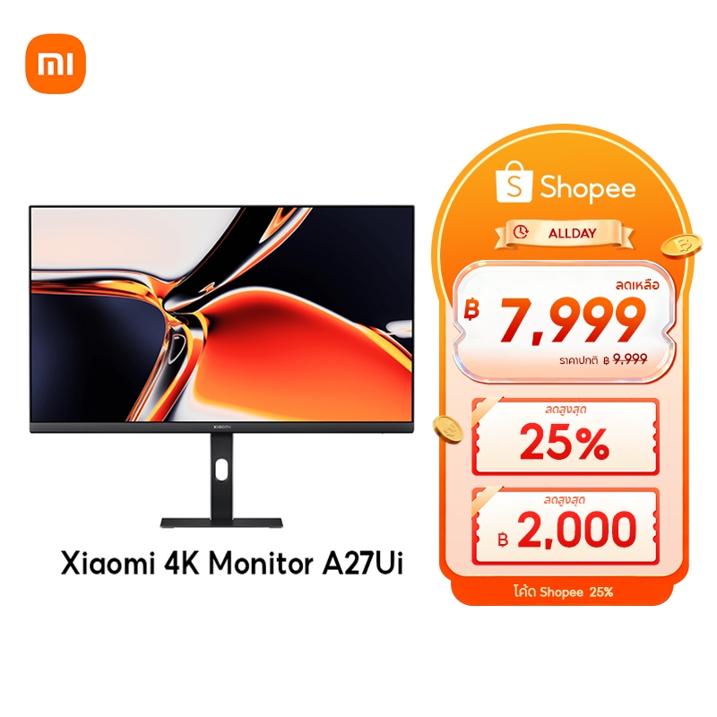 Xiaomi 4K Monitor A27Ui คุณภาพภาพ 4K UHD หน้าจอ IPS แบบแข็งขนาด 27 นิ้ว พอร์ต USB-C อเนกประสงค์