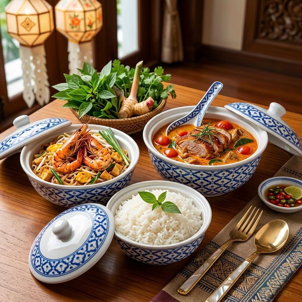 ชุดชามพร้อมฝา 3 ขนาด ลาย นวลคราม แบรนด์ Srithai Superware