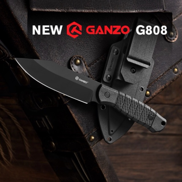 มีดเดินป่าGanzo G808 รุ่นใหม่ล่าสุด ของแท้100% ใบสแตนเลส 8cr14 ด้าม/ปลอก ABS ทนทาน จับไม่ลื่น