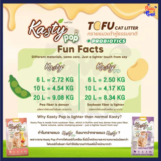 Kasty Pop ทรายแมวเต้าหู้ธรรมชาติแบบแท่ง Probiotics ช่วยยับยั้งแบคทีเรีย (6L.)