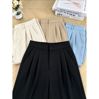 กางเกงทรงตรงเอวสูง S-4XL 5 สี กางเกงผู้หญิงสีดำ กางเกงขายาวลำลอง ใส่ทำงาน เข้าได้หลายชุด ผ้าคุณภาพดี สวมใส่สบาย