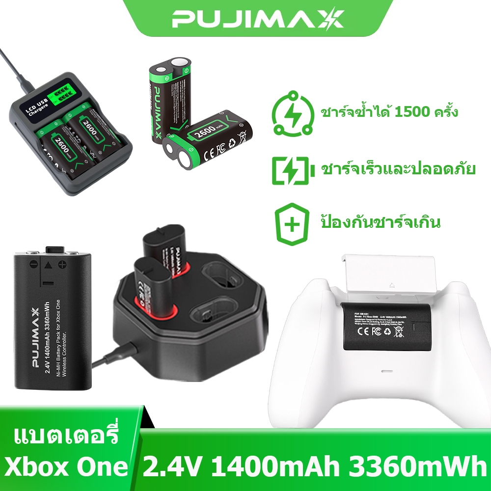 PUJIMAX แบตเตอรี่จอยเกม Xbox/Xbox one/Xbox one Elite2ลิเธียมไอออน ชาร์จได้ ความจุสูง สำหรับXbox One/One S/One X/Series X