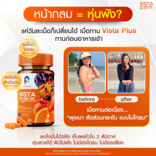 (1แถม1) Vista Plus ผลิตภัณฑ์เสริมอาหาร คุมน้ำหนัก คุมหิว เร่งเผาผลาญ บล็อกไขมัน พุงยุบ หน้าท้องแบน