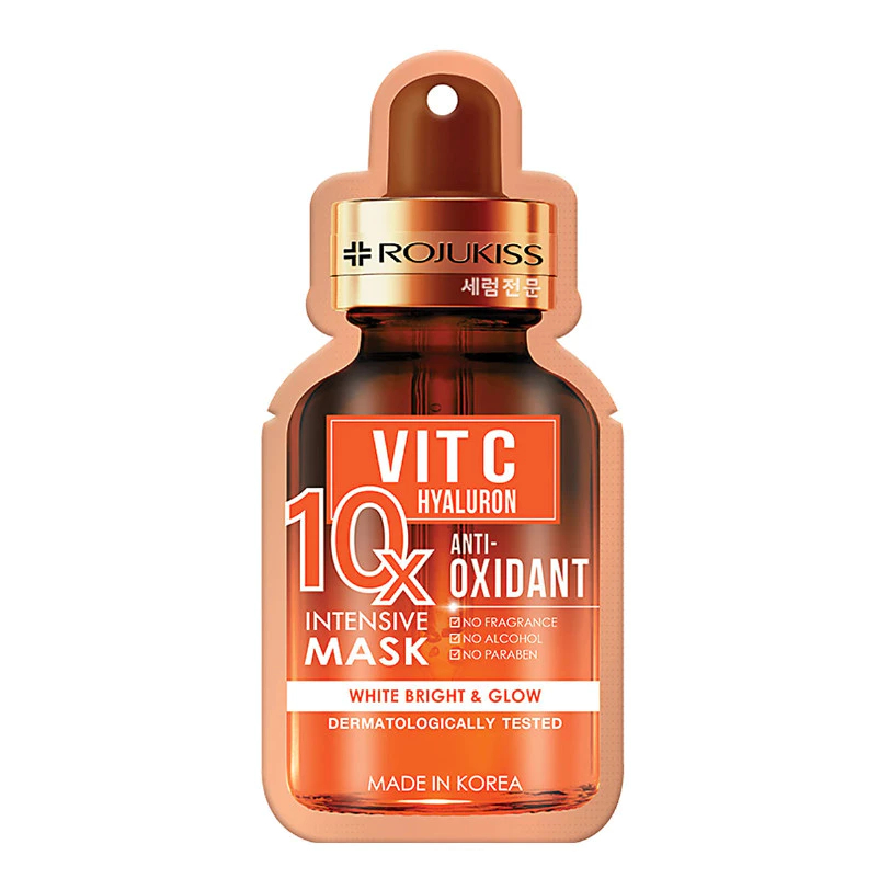 (สินค้าสมนาคุณ งดจำหน่าย) Rojukiss Vit C Anti-Oxidant 10X Intensive Mask 24ml แผ่นมาสก์หน้าเซรั่มเข้มข้น
