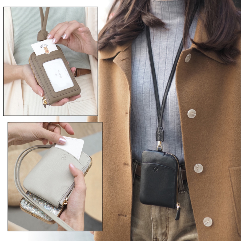 กระเป๋าห้อยคอโชว์บัตร มีช่องซิปใส่ของ รุ่น Flint พกพาสะดวก ID card holder with zipper pocket Charin