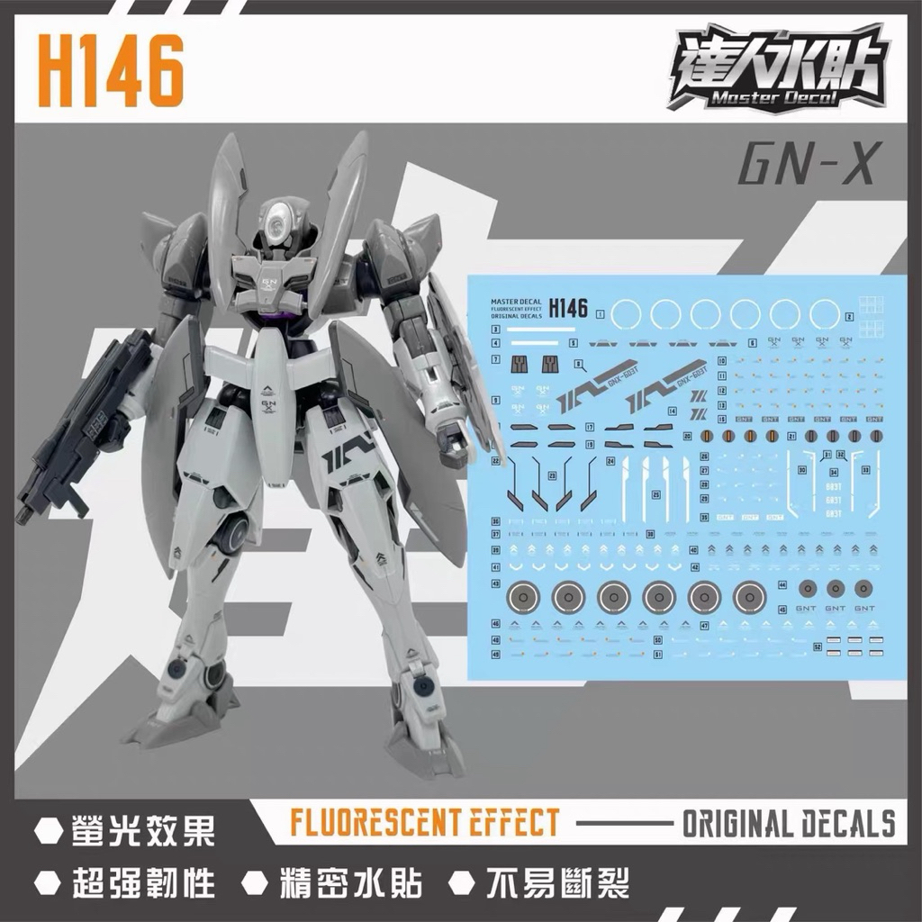 ⬜️ดีคอลน้ำ DL H 146 DECAL HG 1/144 GNX-603T GN-X) เรืองแสงแบล็คไลท์