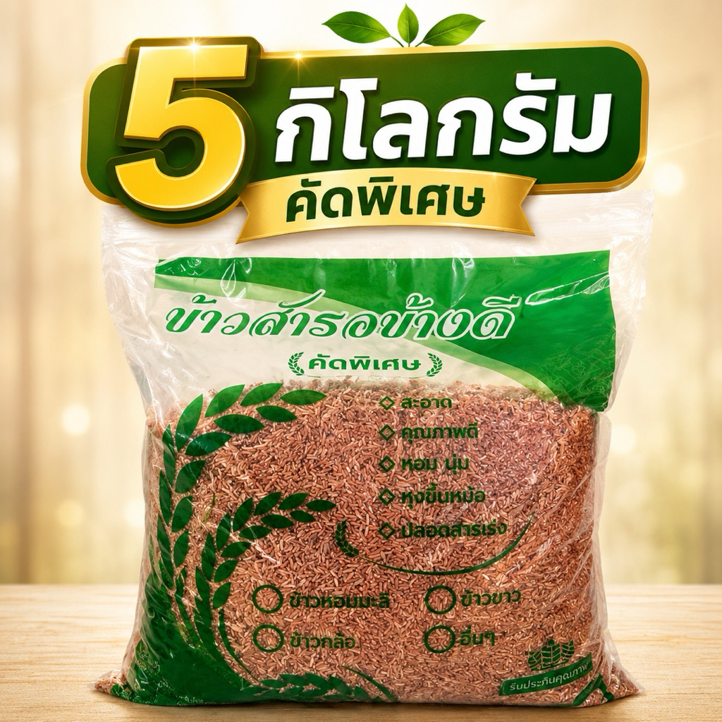 [ 5 กิโลกรัม ] ข้าวสังข์หยด สีแบบกล้อง/ซ้อมมือ ซีลปิดปากถุงธรรมดา