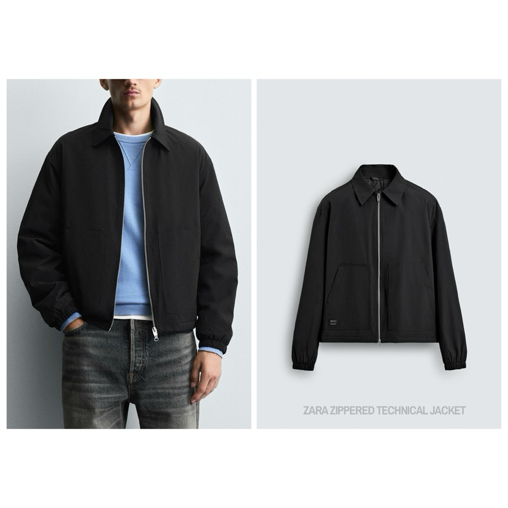 ZARA เสื้อแจ็คเก็ตผู้ชาย ทรงหลวม มีซิปหน้า ZIPPERED TECHNICAL JACKET (B3803)